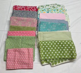 Lot 116Q- 26 Yards! Spring - Fresh Flowers, Circles, & Dots, Bright Greens & Pink, Morris, Ducky Tales