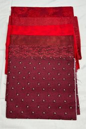 Lot 123Q - 7 Yards! 5 Different Shades Of Red Cotton Marcus Fabric Patterns Inspired By Julie Rothermel