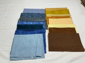 Lot 126Q - 7 Yards - 6 Shades Blue, Browns, Yellow Fabric - Different Pattern Accents By Shadow Blush,maywood,
