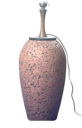 Lot 256 - 1957 Mid-century Brutalist Heavy Terracotta Lava Glaze Table Lamp - Pitted Finish -Stamped Signed -