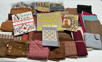 Lot 162Q- Variety Of Fabrics! Bin Of New Browns Blacks Autumn Orange & Book Quilts - Victory Girls