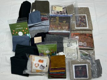 Lot 178Q- HIGH END! Bin Full Of Wool Items, Blacks, Grey With Punch Rug Kit And Patterns