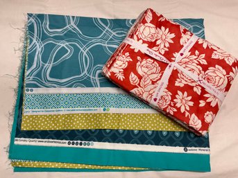 Lot 182Q- Designer Mystery Backing Set Strawberries & Rhubarb Andrew Lori Mason 5 Yards 1950s Colors