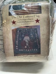 Lot 183Q- New! Primitive Rug Hooking Pattern The Old Tattered Flag Americana Santa
