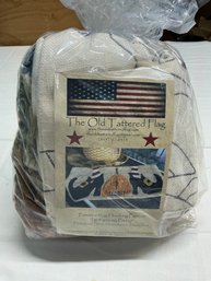 Lot 185Q- New - Primitive Old Tattered Flag - I Got You My Pretty WITCH! Rug Hooking Pattern - Lisa Evans