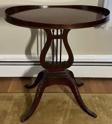 Lot 40- 1920s Antique Mersman Mahogany Lyre Harp Base & Claw Feet Accent Table - Early 20th Century