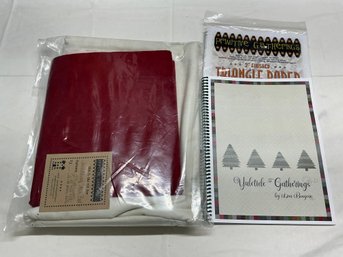 Lot 199Q- Primitive Gathering  Red Cream Twinkling Star Yuletide New - Patterns By Lisa Bongean