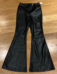 Lot 79- NEW Free People Black Wide Leg Flare Pleather Pants Womens Size 28 Small $128