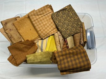 Lot 212Q- Bin Full Of Fabric - Yellow Shades - Cream Fabrics - Cotton Strips Plaids