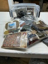 Lot 213Q- New - Bin Full - Quilting - Primitive Gathering Kits Wool Applique Threads, Patterns Multi Colors
