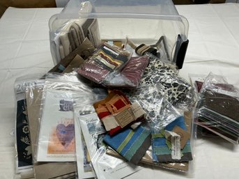 Lot 214Q- Bin Full - Wool Kits, Cotton Fabric Squares, Many Colors And Sizes