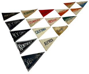 Lot 839 - Leather Tobacco Pennants - Early 1900s - NYU - Yale - Dartmouth - Texas - Tenn Colleges - Lot Of 17