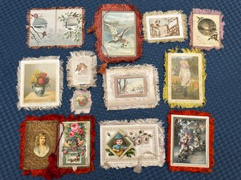 Lot 902 - Stunning! Fringed Late 1800s Victorian Cards - Holiday - Easter - Christmas - New Years - Valentines