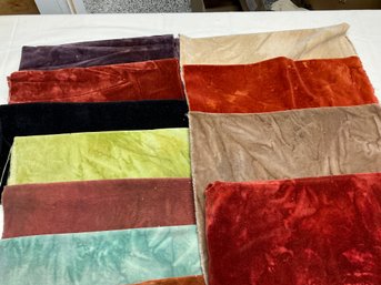 Lot 225Q- Hand Dyed Velvet Fabric In Half Yards - Cinnamon Rosewood Burnt Artic Blue Farm Soot And More