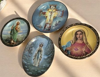 Lot 309KO - 4 Vintage Religious Plates - Franklin Mint - The Life Of Christ - Numbered Signed Bar Zone