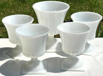 Lot 306 - 5 Milk Glass - EO Brody - Cleveland Ohio - USA - Footed Pedestal Vase Planters