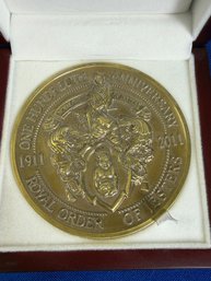 Lot 303ROW - Masonic Royal Order Of Jesters 100th Anniversary Medallion Bronze-tone  In Wood Box
