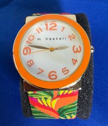 Lot 304ROW -  A Magical Journey M Haskell Analog Watch Featuring Vibrant Tropical Floral Print In Box