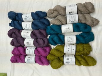 Lot 241Q - Large Bag New Blue Faceted Leicester Yarn 100% British Wool 12 Skeins