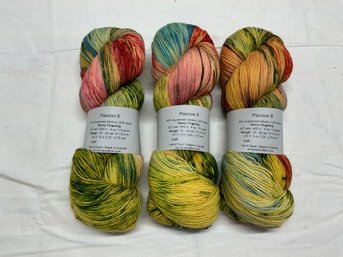 Lot 243Q - Ancient Arts Yarn 80% Super Wash Hand Dyed Made In Canada 3 Skeins Glorious Colors