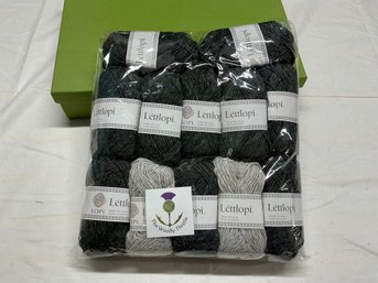 Lot 244Q - New - Pure Wool From Iceland By Woolly Thistle Gray Green 12 Skeins - Lettlopi Yarn
