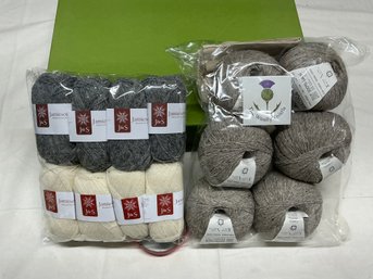 Lot 246Q - New - Shetland Wool 8 Skeins And Linen Wool Cotton 6 Skeins - Yarn