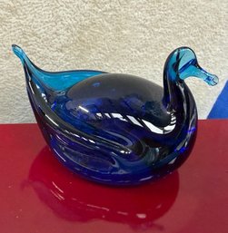 Lot 312ROW - Cobalt Blue Glass Swan Bird Paperweight - Hand Blown