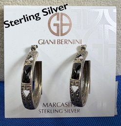 Lot 315ROW - Giani Bernini 925 Sterling Silver Marcasite Pierced Earrings - New Old Stock