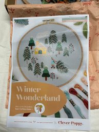 Lot 254Q - New - Kit Winter Wonderland Design Embroidery Modern Includes Pattern, Ring, Thread & Instrustions