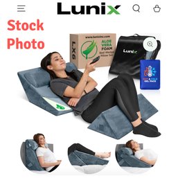 Lot33RR- Lunix Wellness Orthopedic Bed Wedge Memory Foam Pillows 2 Layer Gray Plush