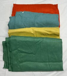 Lot 129Q - 14 Yards! Muslin Fabric - Orange, Yellow, Green & Aqua Great For Clothes - Back Of Quilt