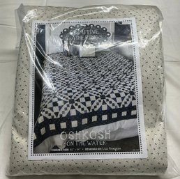 Lot 132Q- Primitive Gathering Oshkosh On The Water Queen Quilt Kit By Lisa Bongean - Blue & Cream Colors