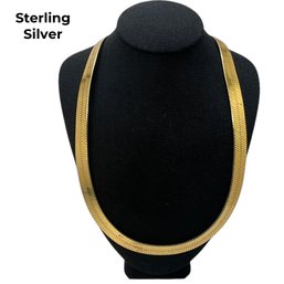 Lot 441 - Sterling Silver Gold Color Chain Necklace -  Made In  Italy