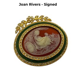 Lot 444- Signed 1990's Joan Rivers Costume Cameo Brooch - Beautiful