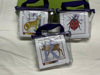 Lot 268Q - New - Colorful Needlepoint Starter Kits Total Of 3 Ladybug, Reindeer And Jaguar