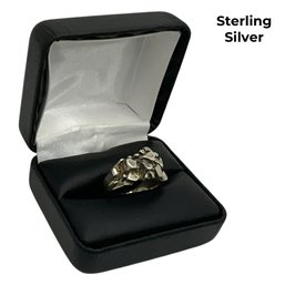 Lot 455 - Sterling Silver Modernist Mid Century Nugget Ring
