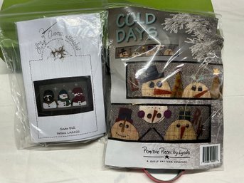 Lot 269Q - New - Wool Applique 2 Kits Snowman Evill By Lily Anne Stitches And Cold Days By Primitive Piece