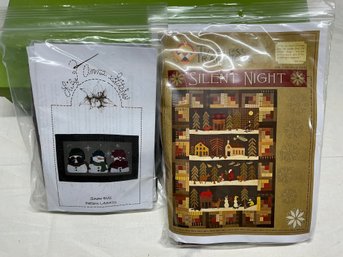 Lot 270Q - New - Timeless Traditions Kits Silent Night & Lily Anne Stitches Snowman Evll Wool Applique Kits