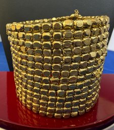 Lot 338ROW - 1960-70s Multi Strand Goldtone Nuggets - Very Wide - Cuff Bracelet - Symbol Of Status