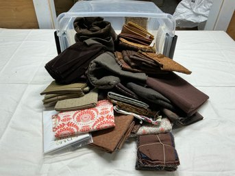 Lot 288Q - Bin Filled!  Browns - Fabric Cotton Different Sizes Fat Quarter & Half Yards, Patterns, Designs