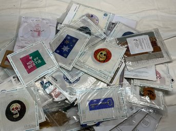 Lot 293Q - Very Large Lot Of Needlepoint Kits, Designs, Themes, Halloween, Stars, Key, Boston And Sizes