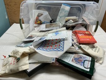 Lot 295Q - Cozyblue Kits, Crewel, Urban Acres Kits, Fabric Samples, Needlepoint Plus Different Size Templates