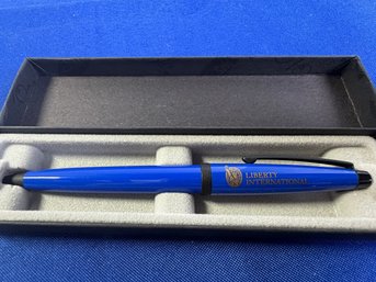 Lot 355ROW - Cross Solo Pen New In Box - Liberty International Blue Pen Black Ink - Works Great!