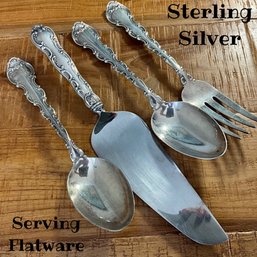 Lot 22SES- Gorham Sterling Silver Strasbourg Serving Pie Cake Server, Fork, Spoons Lot Of 4 -weight In Photos