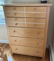 Lot 23- Light Oak 5 Drawer Tall Chest Bureau - Bedroom Furniture
