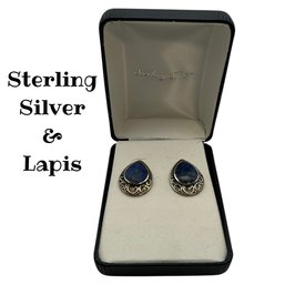 Lot 12WW- Sterling Silver And Blue Lapis Earrings