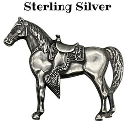Lot 14WW- Sterling Silver Horse Equestrian Brooch Pin