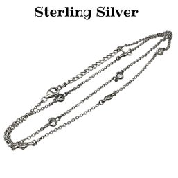 Lot 21WW- Sterling Silver With Crystals 20 Inch Necklace