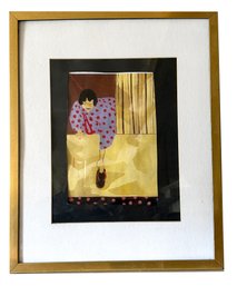 Lot 329 - Cool! Sagona Signed Framed Art Print Asian Woman - Modern Expressionist Style - Minimilist Detail