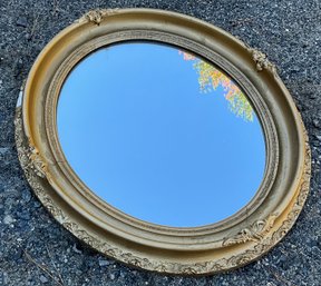 Lot 24- Oval Gold Frame Mirror Wood & Resin - Vintage Home Decor